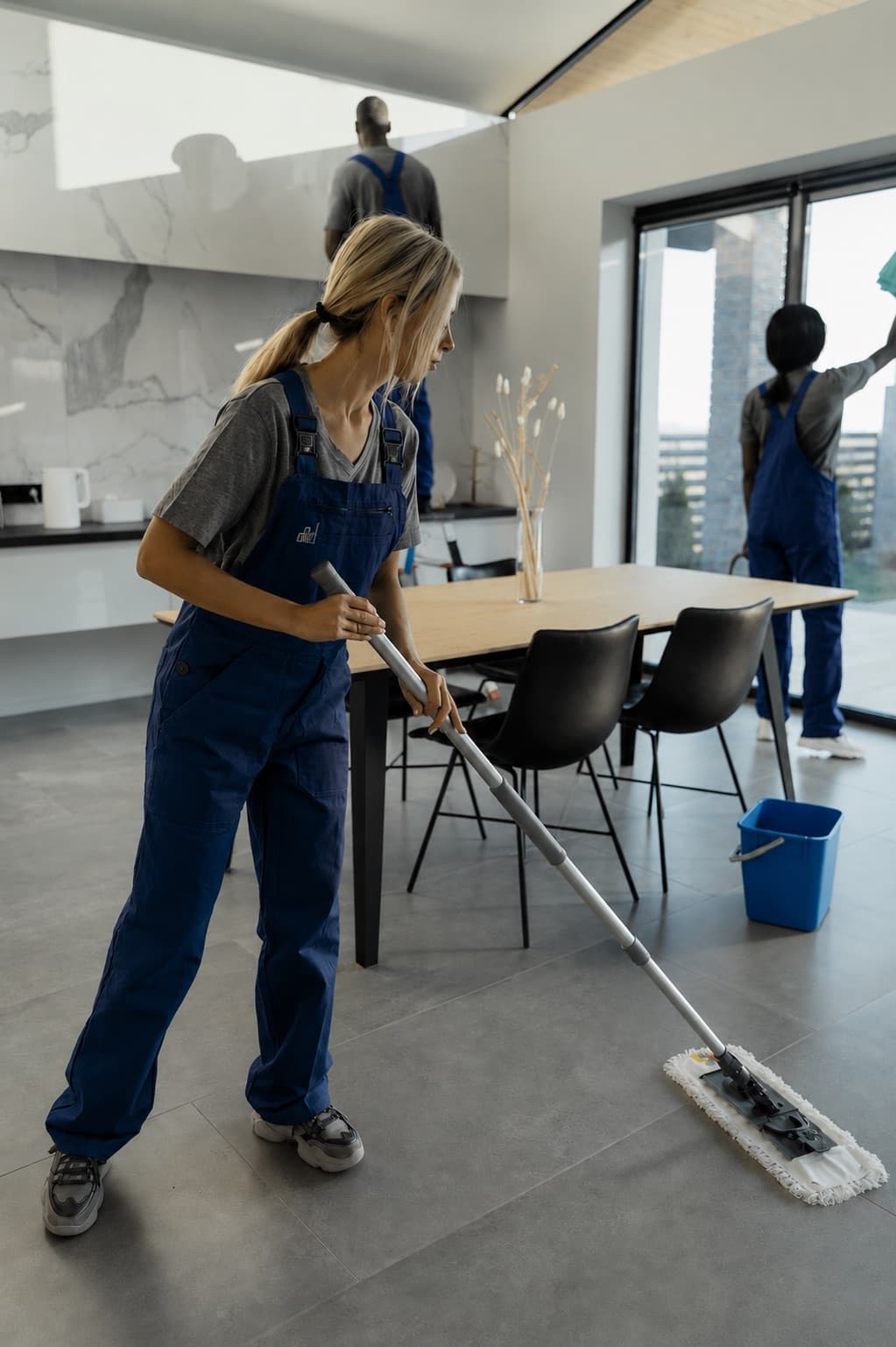 Professional cleaner at work